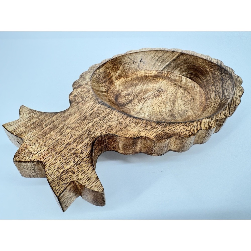 Pineapple Bowl Wood Carved Serving Dish Tropical Decor Fruit Catchall